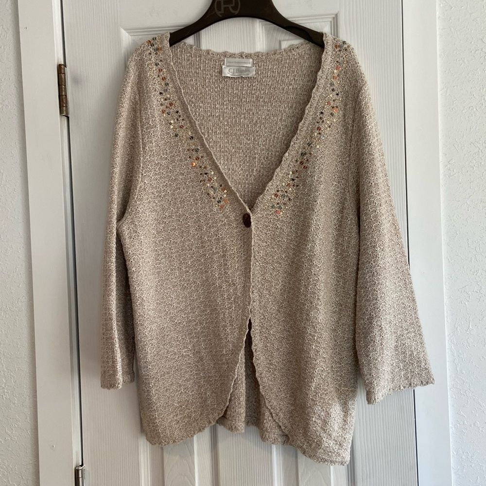 CJ Banks hand embroidered sequin cardigan